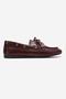Serelis Burgundy Skin Genuine Leather Lace-Up Women's Loafer Shoes - 6