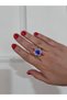 Steel Gold Detail Red Blue Silver Stone Detail Shiny Bright Ring Compatible with Any Finger - 3