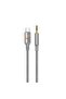 AUX to USB-C Cable with LED Light, 1.2m, Braided, Tangle-Free Design - Gray