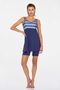 Zero Sleeve Shorts Semi-Closed Swimsuit 3872 Shely Dark Navy Blue. - 2