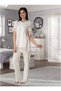 Women's Ecru Special Design Lace Short Sleeve Maternity Pajama Set - 3