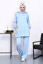 Baby Blue Side Pocket Shoulder Piece Bottom piped Modal Set