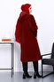 Burgundy Hooded Angora Coat - 4