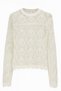 6867 Women's Square Pattern Lace-Like Knit Knitwear Sweater White