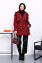 Burgundy Double-Breasted Collared Lined Trench Coat - 2