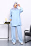 Baby Blue Side Pocket Shoulder Piece Bottom piped Modal Set - 2