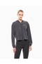 Women's Hooded Collar Zippered Long Sleeve Black Sweatshirt
