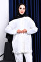 Ecru Buttoned Sequined Trouser Suit - 2