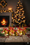 New Year's 9-Piece Metal-Look Plastic Gold Bell Pine Tree Ornament 3 cm