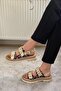 Woman simya beige leopard double banded capsule detailed thick sole orthopedic sandal beige leopard - 4
