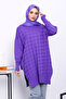 Purple Houndstooth Patterned Cold Yarn Knitwear Tunic
