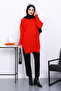 Red Houndstooth Patterned Cold Thread Knitwear Tunic - 2
