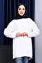 Ecru Stone Embroidered Buttoned Tunic - 2