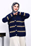 Navy Blue V-Neck Angora Soft Cardigan