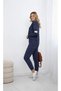 Women's Crew Neck Long Sleeve Label Detail Tracksuit Set 4337-26 - 4