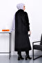 Black Buttoned Angora Coat - 4