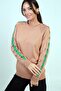 Women's Sleeve Stripe Low-Cut Knitwear Blouse - 3