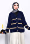 Navy Blue V-Neck Angora Soft Cardigan - 3