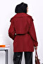 Burgundy Double-Breasted Collared Lined Trench Coat - 4