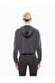 Women's Hooded Collar Zippered Long Sleeve Black Sweatshirt - 3