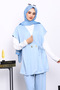 Bebe Blue Vest Set Tunic Pants Triple Set - 3