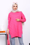 Fuchsia Houndstooth Patterned Cold Yarn Knitwear Tunic