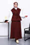 Burgundy Pocket Vest and Skirt Bondit Set