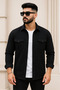 Men's Black Melton Lumberjack Style Shirt Jacket – Relaxed Fit New Season Winter Fashion Trend - 4