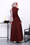 Burgundy Pocket Vest and Skirt Bondit Set - 4
