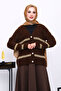 Brown V-Neck Angora Soft Cardigan