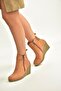 V361196802 Tan Suede Wedge Heeled Women's Boots - 2