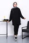 Black Mock Neck Tulle Embroidered Tunic - 2