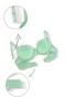 Anna 2735 Lace Low-Cut Padded Push-Up Bra and Panty Set - Green - 6