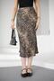 Snake Pattern Viscose Satin Midi Length Skirt - 4