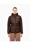 Women's Hooded Collar Long Sleeve Zippered Brown Coat
