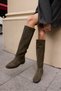 Lovell Women's Khaki Yagyesili Real Suede Unpadded Boots - 7