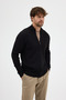 Bernat Men's Black Full Zipper Hair Braided Cotton Sweater - 7
