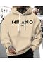 Milano K Hooded Sweatshirt with Text Detail and Fleece Inside