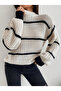 Women's Comfortable Fit Thessaloniki Knitted Striped Sweater - 7