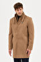 Maxi Men's Camel Cashmere Thick Coat Overcoat with Ribbed Collar Standard Fit - 6