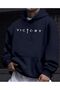 Victory K Hooded Sweatshirt with Text Detail and Fleece Inside