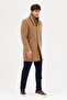 Maxi Men's Camel Cashmere Thick Coat Overcoat with Ribbed Collar Standard Fit - 4