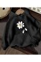 Daisy Print Detailed Hooded Sweatshirt with Fleece Inside