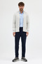 Bernat Men's Off-White Full Zipper Hair Braided Cotton Sweater - 8
