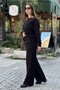Women's knitwear boat neck sweater ribbed tracksuit set - 3