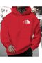 K Hooded Sweatshirt with Chest Print and Text Detail and Fleece Inside