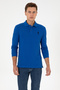 Men's Slim Fit Polo Collar Blue Basic Sweatshirt 50307687-Vr212 - 3