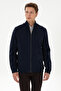 Men's Regular Fit Zippered Navy Blue Knitted Cardigan 50309988-Vr033 - 3