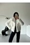 Women's Shawl Collar Plush Fabric Coat 52109001 - 3