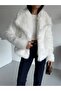Women's Shawl Collar Plush Fabric Coat 52109001 - 4